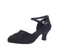 Lanunlly Zapatos de Baile Latino Mujer Salsa y Bachata Zapatos Baile Salon Tacon Bajo Cerrados Tango Profesional de Salon Calzado para Bailar Moderna Jazz Práctica y Rendimiento Fiesta