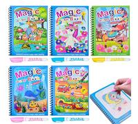 Lanvixo Libro Magico Pintar con Agua, 5 Piezas Reutilizable Magic Water Book Libro para Colorear Libro de Dibujo de Agua Mágica para Niños Niñas, A
