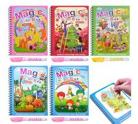Lanvixo Libro Magico Pintar con Agua, 5 Piezas Reutilizable Magic Water Book Libro para Colorear Libro de Dibujo de Agua Mágica para Niños Niñas, B
