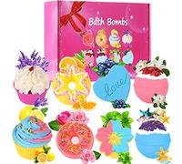 Lanwexy - Juego de 8 bombas de baño grandes para mujer. Bolas de baño orgánicas naturales hechas a mano con aroma puro de aceite esencial. Spa fragante para hidratar la piel seca. Regalo de cumpleaños