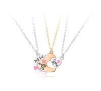 LANWLOSI Collares para hermanas para 3 hermanas mayores, hermanas medias, hermanas pequeñas, Nekclaces, collar de amistad a juego para hermanas, amigas, hermanas, regalos de joyería, Metal, No es una