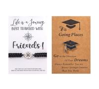 LANWLOSI Juego de pulseras de graduación para su clase de 2025, broche de graduación ajustable para la escuela secundaria universitaria, pulsera de brújula Hnadmade regalo de joyería para estudiantes