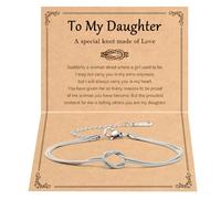 LANWLOSI Pulsera ajustable de plata con nudo de amor para mi hija, cadena de serpiente infinita, pulsera de cumpleaños, día de la madre, Acción de Gracias, regalos de Navidad para hija, L, Zinc, No es