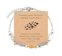 LANWLOSI Pulsera de natación contra los peces actuales para mujer, inspiradora, simplemente sigue nadando, pulsera de peces de aliento, fe espiritual, regalos cristianos para amiga, mamá, hija