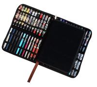 Lanxivi® Pluma de Punta Redonda Grande de Piel sintética para 48 bolígrafos (café)