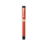 Lanxivi- Pluma estilográfica clásica Jinhao 100 de celuloide rojo anaranjado, punta extrafina con convertidor y estuche