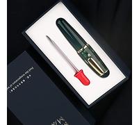 Lanxivi Pluma estilográfica Majohn Q1 Fude Plumín Doblada Verde Acrílico, Pluma Fuente de Bolsillo con Cuentagotas Little Fat Man de Gran Capacidad