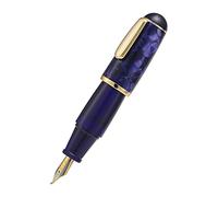 Lanxivi Pluma estilográfica Majohn Q1 Fude Plumín doblado Celuloide acrílico azul violeta, Pluma fuente de bolsillo con cuentagotas Little Fat Man de gran capacidad