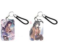 Lanyard Animado Portatarjetas - 2 piezas Anime Rascal Does Not Dream of Bunny Girl Senpai Sakurajima Mai | Para Escuela, Oficina, Tarjeta de Transporte Bus (1)