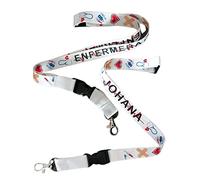Lanyard Personalizado Sanitario ENFERMERA+NOMBRE modelo 1.PortaTarjetas Identificativas Pon la profesión o cargo que quieras a un lado y nombre al otro fonendoscopio jeringuilla termómetro tiritas