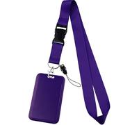Lanyards with ID Holder 20 Inch Unisex Purple Lanyards for ID Badges Smooth & Soft Polyester Lanyard for Work Place, Office, Meeting, School
