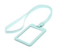 LanyardsTomorrow - Juego de 12 soportes para tarjetas de identificación con contorno vertical rígido y correa para el cuello con clip de plástico (verde menta)