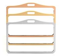 LanyardsTomorrow Soporte para tarjetas de identificación aluminio metal horizontal con doble cara, para dos tarjetas de 86 mm 54 mm, tamaño CR80 tamaño de tarjeta de crédito color dorado Single 1pc