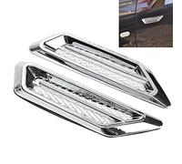 Lanyifang 2Pcs Accesorio de Pegatinas de Decoración de Ventilación Lateral de Coche Plata ABS Guardabarro Decoración de Carrocería para Rejilla de Ventilación de Aire, Parrilla Lateral, Coche