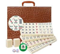 LANYOTA Juego de Mahjong, 3,6 x 2,7 cm, Juego de Mahjong Chino con Estuche de Transporte, 1,5 Pulgadas Grandes 144+2 Azulejos con números arábigos, 2 Dados y 1 indicador de Viento