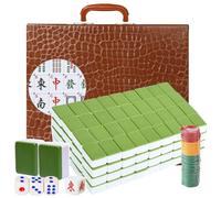 LANYOTA Mahjong Set, Juego de Mahjong Chino con Estuche de Viaje de Transporte, 1.5 Pulgadas Grande 144+2 Azulejos con números arábigos, 2 Dados y un indicador de Viento