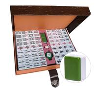 LANYOTA Mahjong Set, Juego de Mahjong Chino con Estuche de Viaje de Transporte, 1.5 Pulgadas Grande 144+2 Azulejos con números arábigos, 2 Dados y un indicador de Viento
