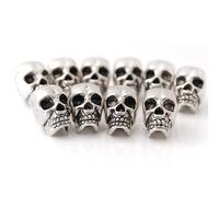 LANYUER Cuentas espaciadoras de calavera plateadas (paquete de 10 unidades)