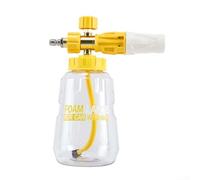 Lanza de espuma de espuma para lavado de autos con capacidad de 1 litro, ángulos de pulverización ajustables, perilla de concentración de espuma y rotación de 360 grados para un uso fácil (amarillo)