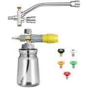 Lanza de espuma de nieve de doble conector para lavadora a presión, botella pulverizadora de espuma de acero inoxidable, kit de lavado de coche de alta presión para limpiar vehículos, techos, calzadas