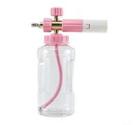 Lanza de espuma de nieve multifunción para lavado de coches, spray variable de 0 a 60 grados, capacidad de 1 litro para una limpieza cómoda (rosa)