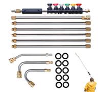 Lanza de Limpiadora a Presión Kit con Lanza Telescópica para Limpiadora A | Tubo de Extensión para Limpiador de Canaletas para patio, entrada, terraza, valla, casa, hormigón, techo, jardín
