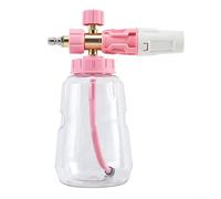 Lanza generadora de espuma de nieve para el cuidado del automóvil - Ajuste horizontal / vertical de 360°, spray multimodo de 0-45°, concentración de espuma para dial, 1L (rosa)