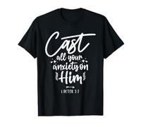 Lanza Toda tu ansiedad en él Christian Inspirational Camiseta gráfica económica
