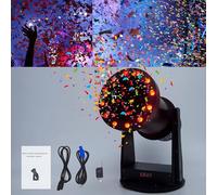 Lanzador de confeti de 12 LED, ventilador de alta potencia de 1500 W, control remoto, altura de soplado de 8 a 10 m