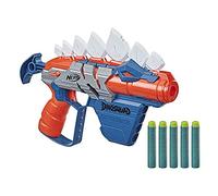 Lanzador de dardos Nerf DinoSquad Stegosmash, porta-dardos para 4 dardos, 5 dardos Nerf oficiales, diseño de dinosaurio, puntas de pico de Estegosaurio