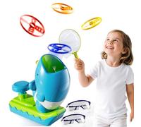 Lanzador de discos voladores para exteriores con 1 lanzador de ballenas, 24 discos voladores, 2 redes de mariposa y 2 gafas protectoras, juguetes exteriores para niños de 3 a 5 a 6 a 8 años, niños y