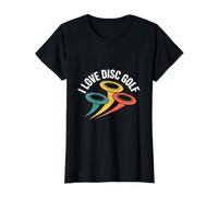 Lanzadores apasionados I Love Disc Golf Camiseta gráfica económica, Mujer, Negro, XL