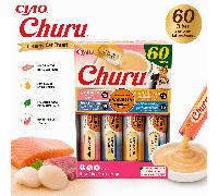 LANZAMIENTO | Churu 60 Tubos para Gatos | Pack Surtido de 4 de Salmón | Snack Premium | 840g