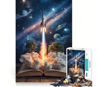 Lanzamiento de Cohete Desde un Libro Abierto al Espacio Rompecabezas de 1000 Piezas para Adolescentes Juguete Que estimula la lógica Diversión en Interiores Borde Premium Regalo Memorable (50x75cm)