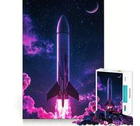 Lanzamiento de Cohete en el Espacio con Nebulosa Rompecabezas de 1000 Piezas para Adolescentes Jigsaw Wise Think Toy Relax Time Clear Cut Festival Gift (38x26cm)
