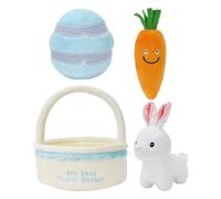 Lanzándose canasta de Pascua chico | 4x Plush Buckets de Pascua bolsas Precañas con rellenos de animales | Cestas de caza de huevos de Pascua de conejito, zanahorias, huevos para niños pequeños. Cesta