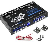 Lanzar Ecualizador paramétrico de 4 Bandas - Conectividad de Audio inalámbrica Bluetooth, iluminación de luz Azul, Funciona con Todos los últimos Dispositivos de Hoy, Toma de Entrada Auxiliar de 3,5