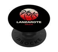 Lanzarote España Palmera Playa Atardecer Diseño PopSockets PopGrip Adhesivo