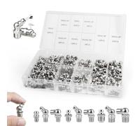 LANZLC 170 Pcs 170 Pcs Engrasador, Boquillas de Engrase de Niquelado, M6 M8 M10 Engrasadores con Caja de Almacenamiento para Prensa de Grasa, Coche, Barco, Tractor