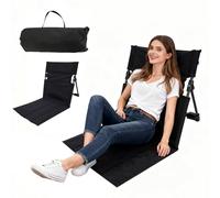 LANZLC Sillón de playa con respaldo, alfombrilla de playa para exterior, silla de suelo, cojín plegable para tribunales, cojín plegable para estadio, silla de meditación portátil, cojín plegable para