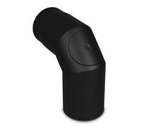 LANZZAS Codo de tubo de estufa 90° con puerta, diámetro de 150 mm, color: negro, tubo de humo/arco de rodilla con cierre de limpieza