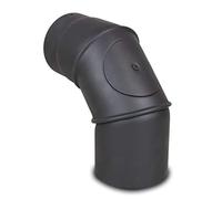 LANZZAS Codo de tubo de estufa ajustable 0° - 90°, con puerta, diámetro de 150 mm, color gris