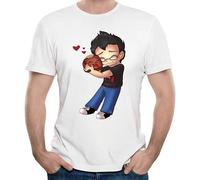 LAO CHEN PI Men's Markiplier and Tiny Box Tim Cartoon Round Neck T Shirts White XL