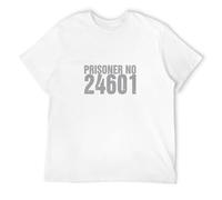 LAO CHEN PI Prisoner No Les Miserables 24601 Summer Basic Casual Short Cotton T-Shirt White M