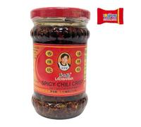 Lao Gan Ma Salsa Picante de Chile Crujiente, 1 x 7.5 oz, Ideal para Platos Asiáticos, Sopas y Aperitivos, Crispy Chilli en aceite, Salsa de aceite de chile, 210 g - Trinovi