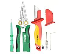 LAOA Pelacables con medición de electricidad, alicates pelacables 8 en 1 para cortar, tirar de cables, tijeras de cable para raspar, prensar cables, con prueba de voltaje, con cuchillo de aislamiento