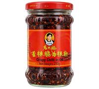 LaoGanMa Crispy Chilli in Oil - Salsa Picante China Crujiente - Aceite de Chili con Textura Intensa para Ramen, Arroces y Dumplings - Lao gan ma - Distribuido por Laborawi (210g)