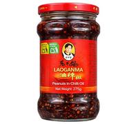LaoGanMa Peanuts in Chili Oil 275g - Salsa Picante China con Cacahuetes Crujientes - Aceite de Chili Auténtico para Ramen, Dumplings y Arroces - Lao gan ma - Distribuido por Laborawi