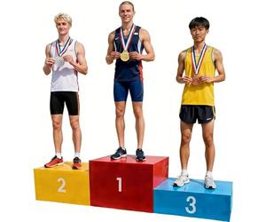 Laohucai Podio metálico apilable de 3 Piezas para ganadores, de Acero, para Primeros, Ideal para Atletismo, competiciones de Pelota en Interiores y Exteriores, gimnasios Escolares(1.95m)