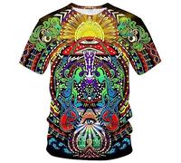 LAOLIUSN Camiseta de Psicodelia para hombre, diseño de tótems, camiseta gráfica colorida, Amarillo, XX-Large